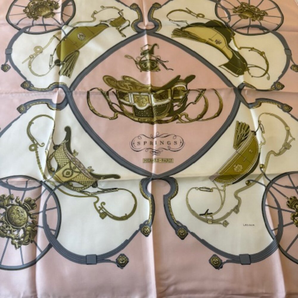 Hermès Silk Twill Scarf : ‘Springs’ designed by Philippe Ledoux, edited 1974 - Picture 2 of 8